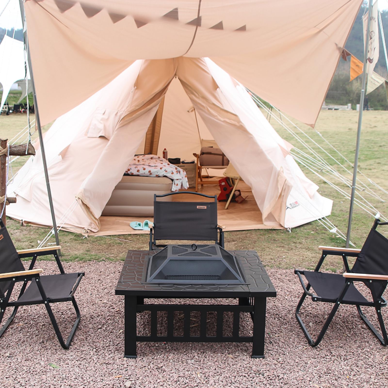 Quilushey 32-inch square footprint fits patios gardens and campsites