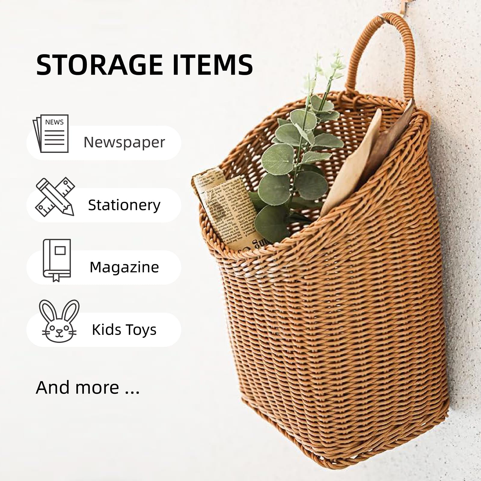 Quincry handmade rattan wall basket highlighting natural textures ideal for plant displays.