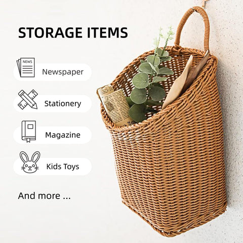 Quincry handmade rattan wall basket highlighting natural textures ideal for plant displays.