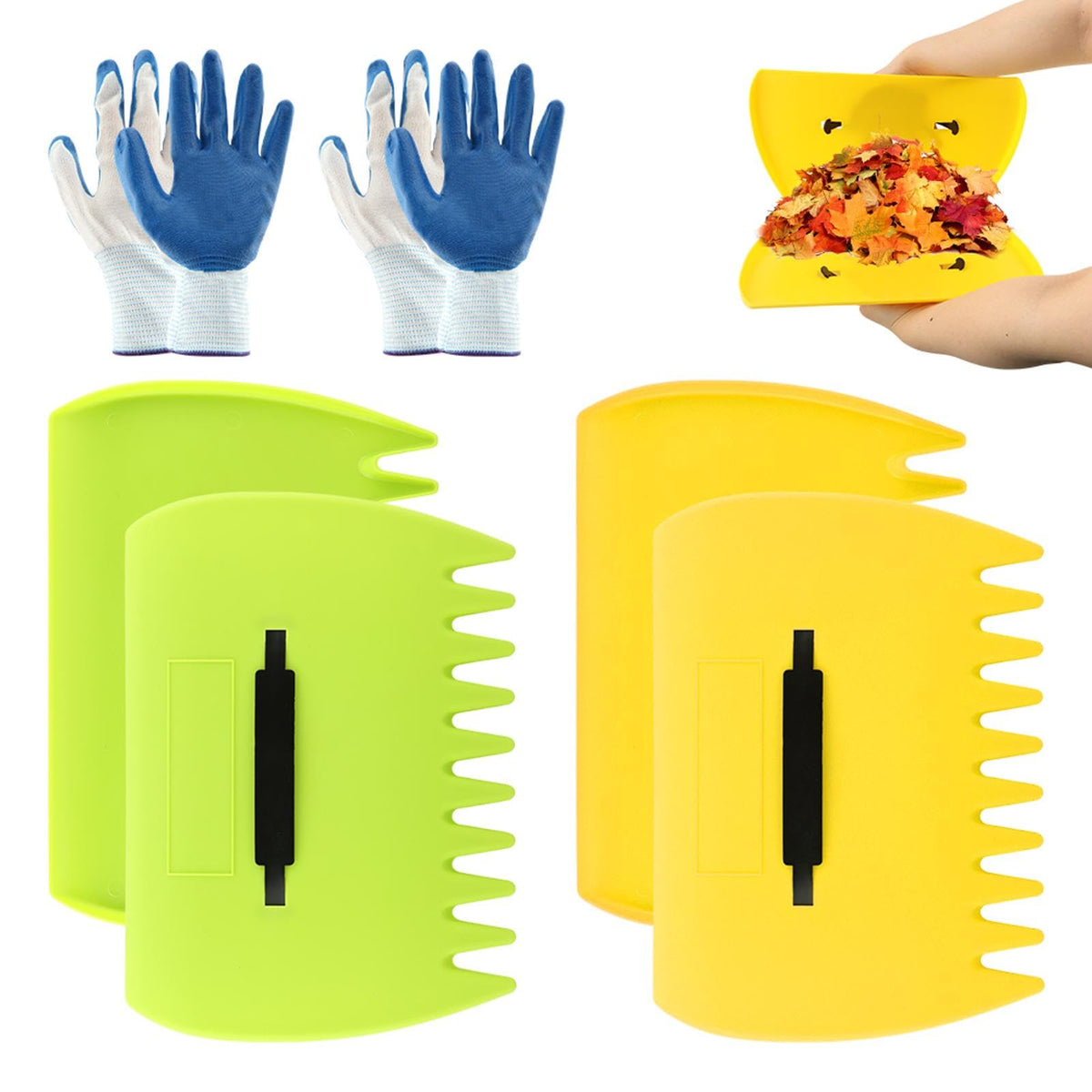 Quivorant 2-set leaf scoops hand rake ready for fast yard cleanup.