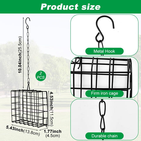 Quivorant suet cage feeder in a garden with clear visibility for birdwatchers.