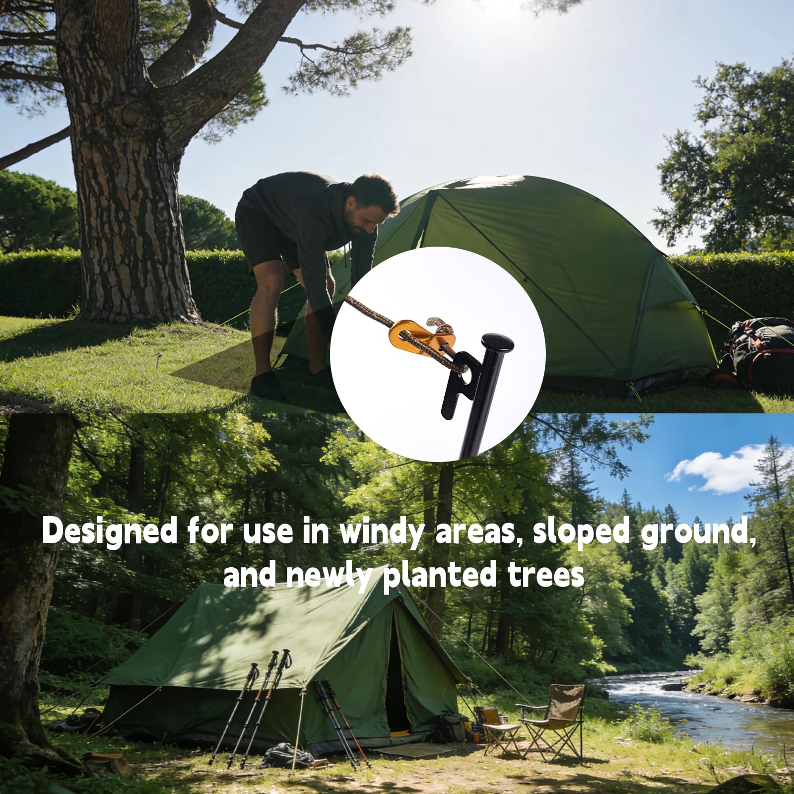 Anti-wind protection helps young trees withstand gusts without bending.