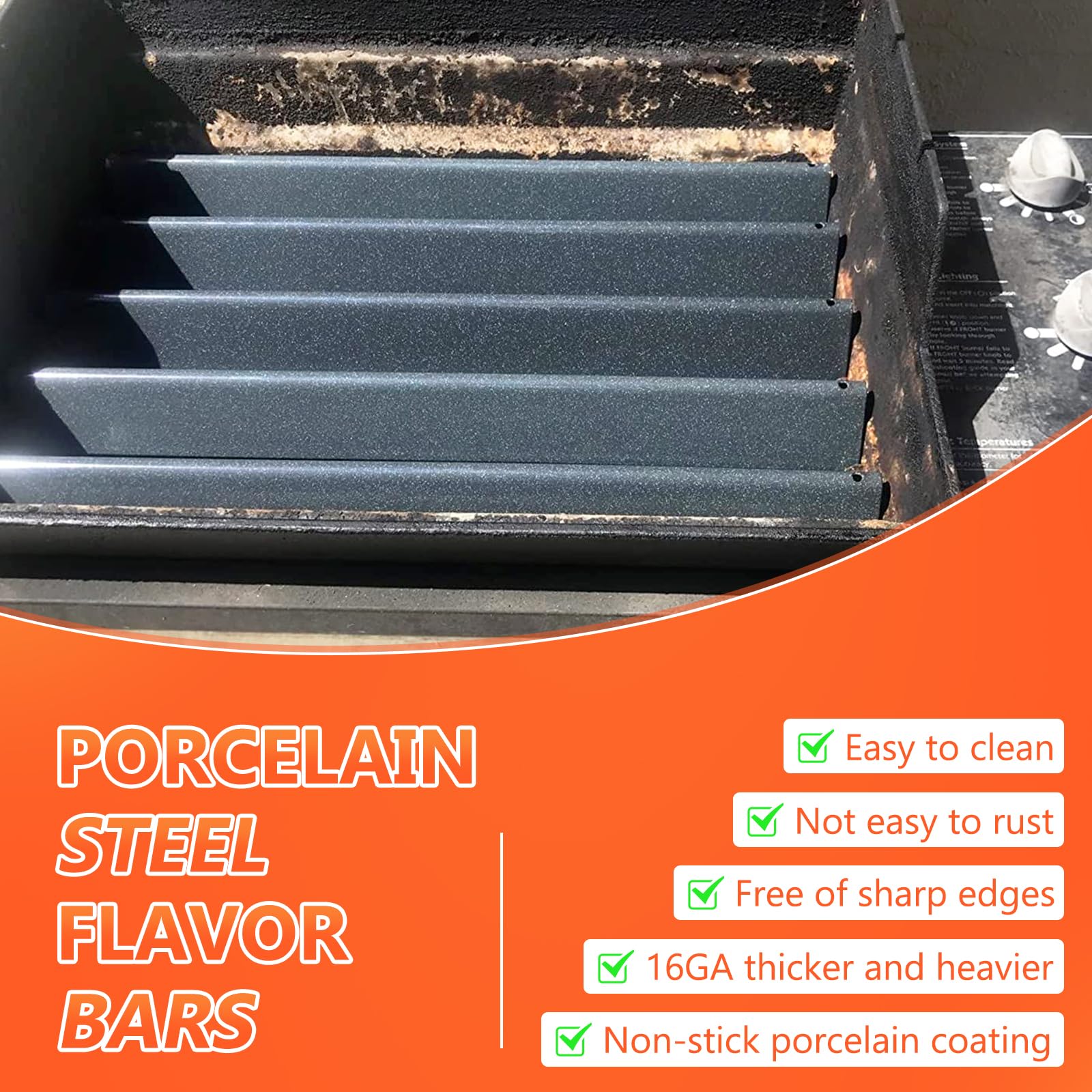 QuliMetal 16GA porcelain steel bars extend durability under high heat.