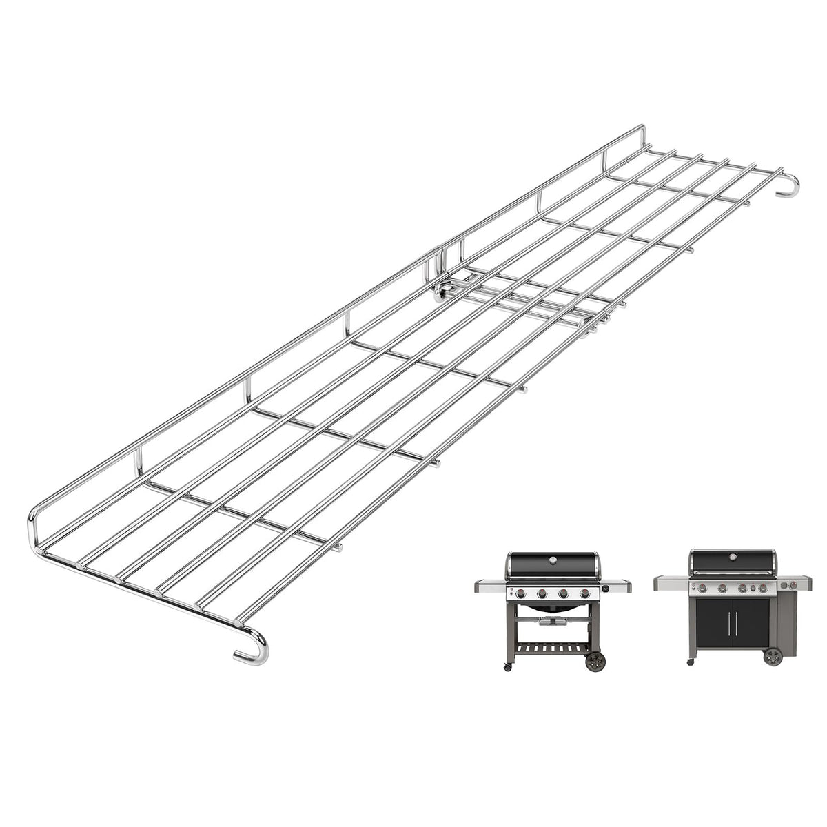 QuliMetal 66045 warming rack folded design for Weber Genesis keeps extra space ready.