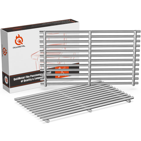 QuliMetal 7637 9mm SUS304 grill grate for Weber Spirit E210/E220 with front-mounted control.