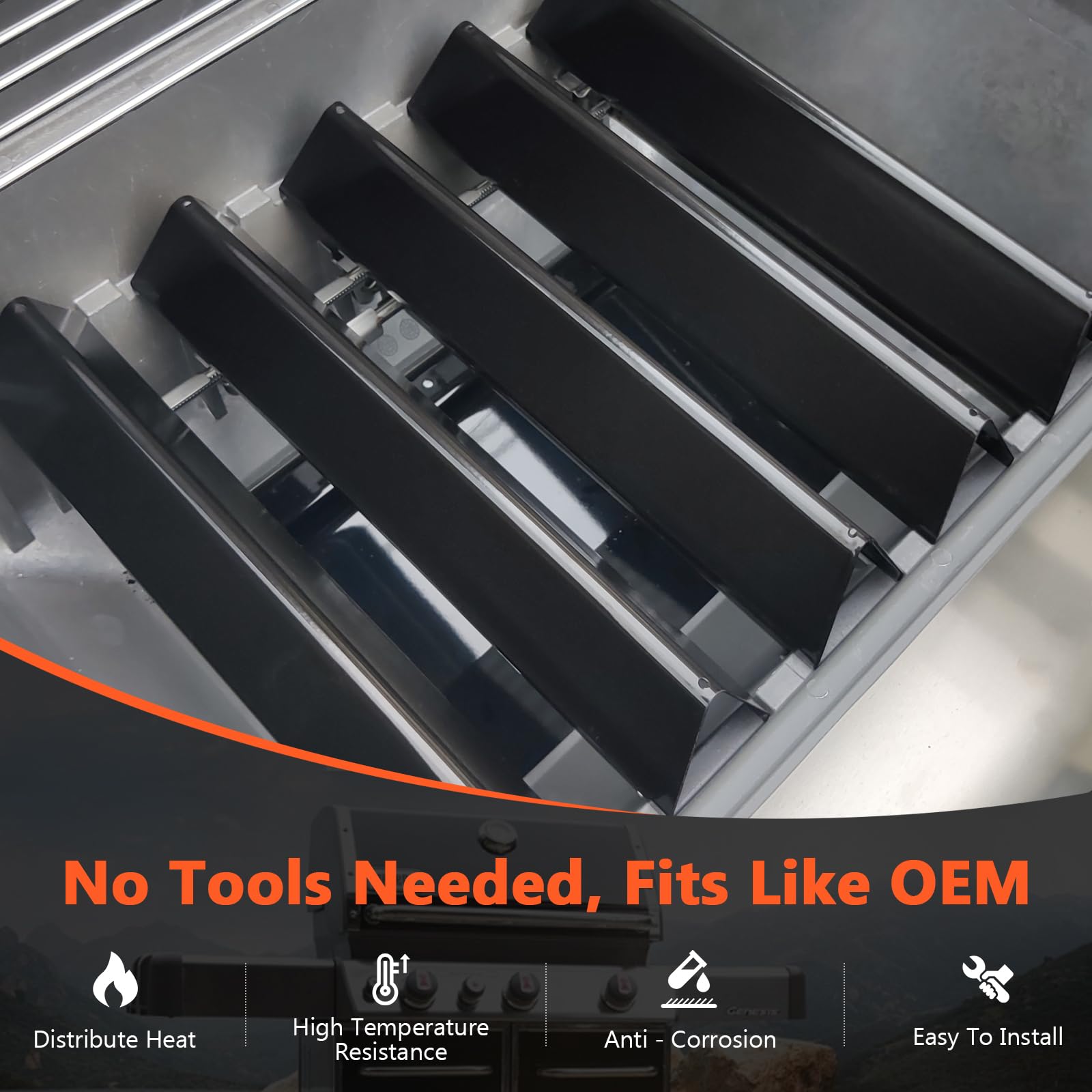 QuliMetal flavorizer bars promote even heating for consistent cooking.