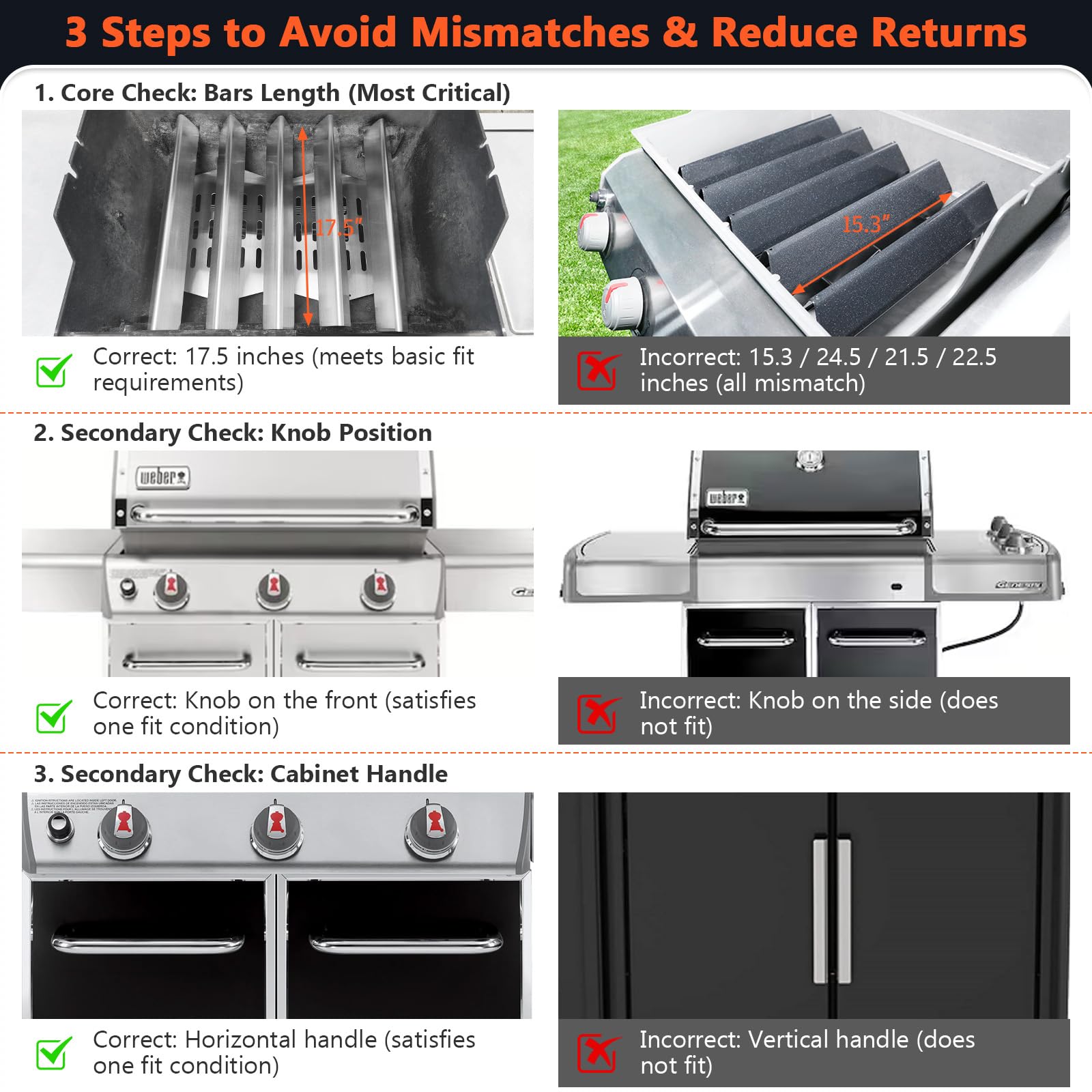 QuliMetal flavorizer bars compatible with Weber Genesis 300 series with front controls