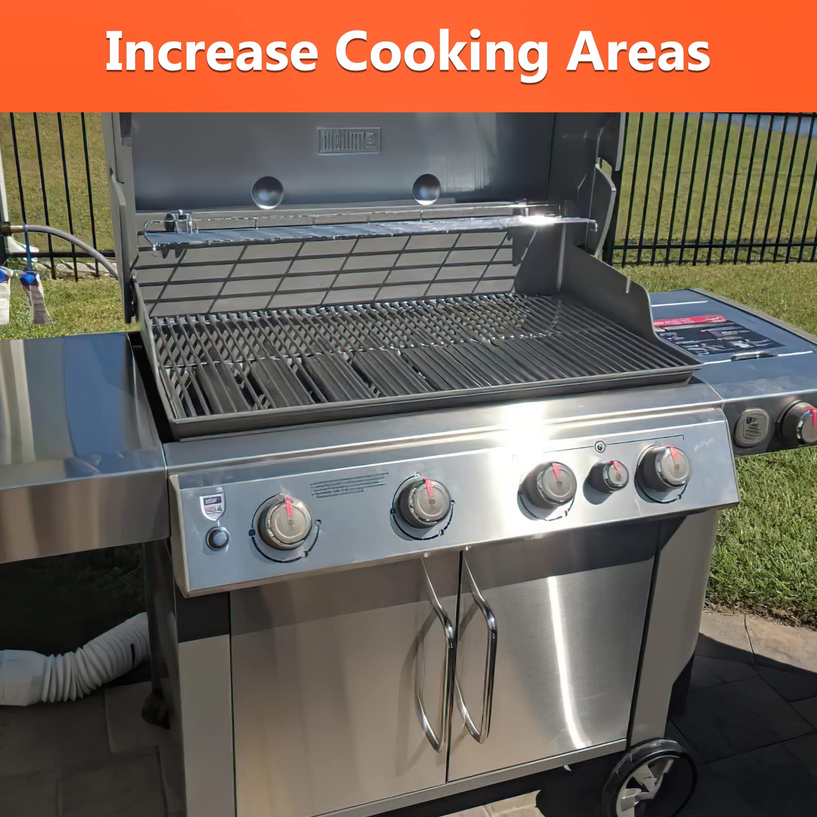 QuliMetal foldable warming rack enables easy storage and dishwasher-safe cleaning after grilling.
