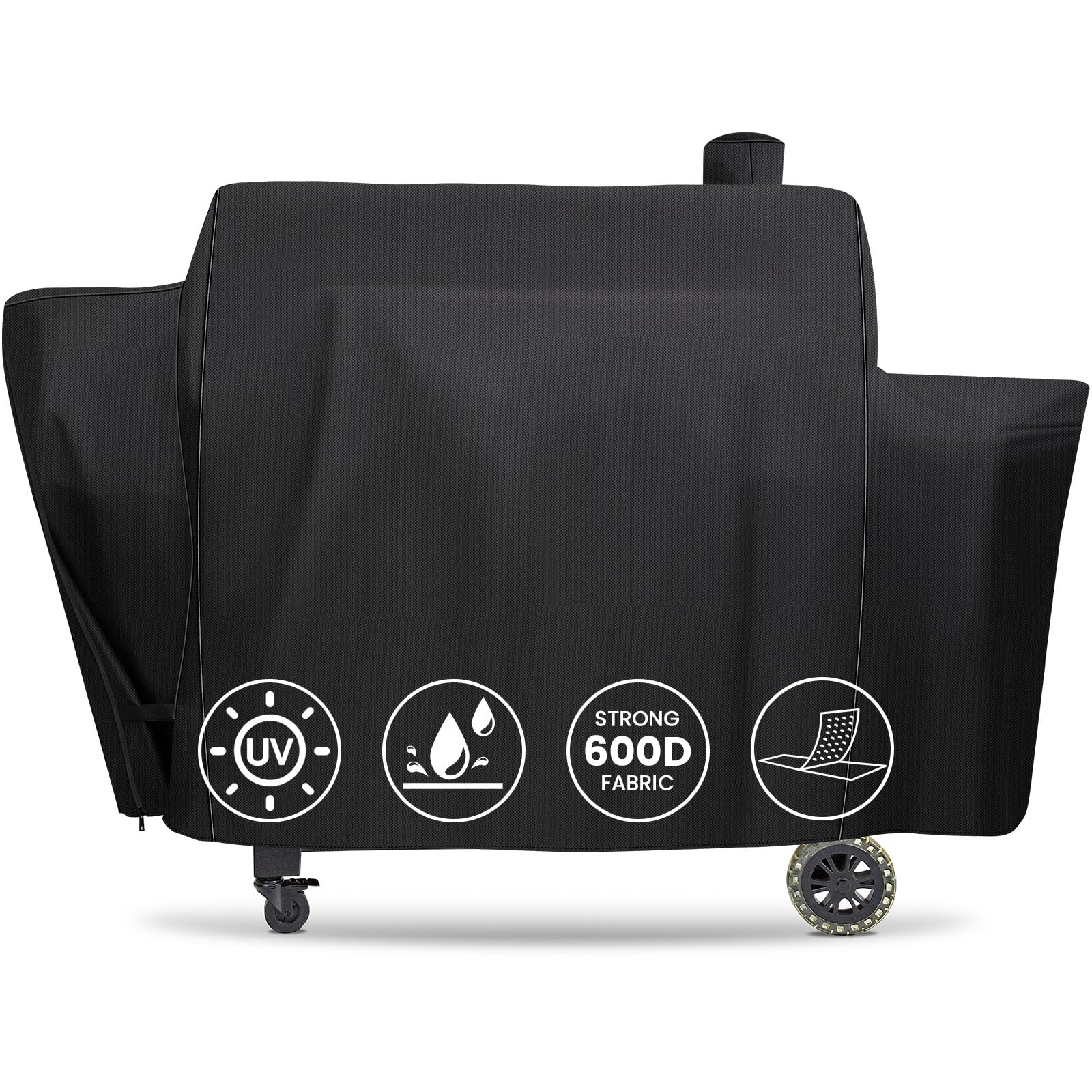 QuliMetal grill cover on PB1100PSC1 demonstrates weatherproof protection and a precise fit