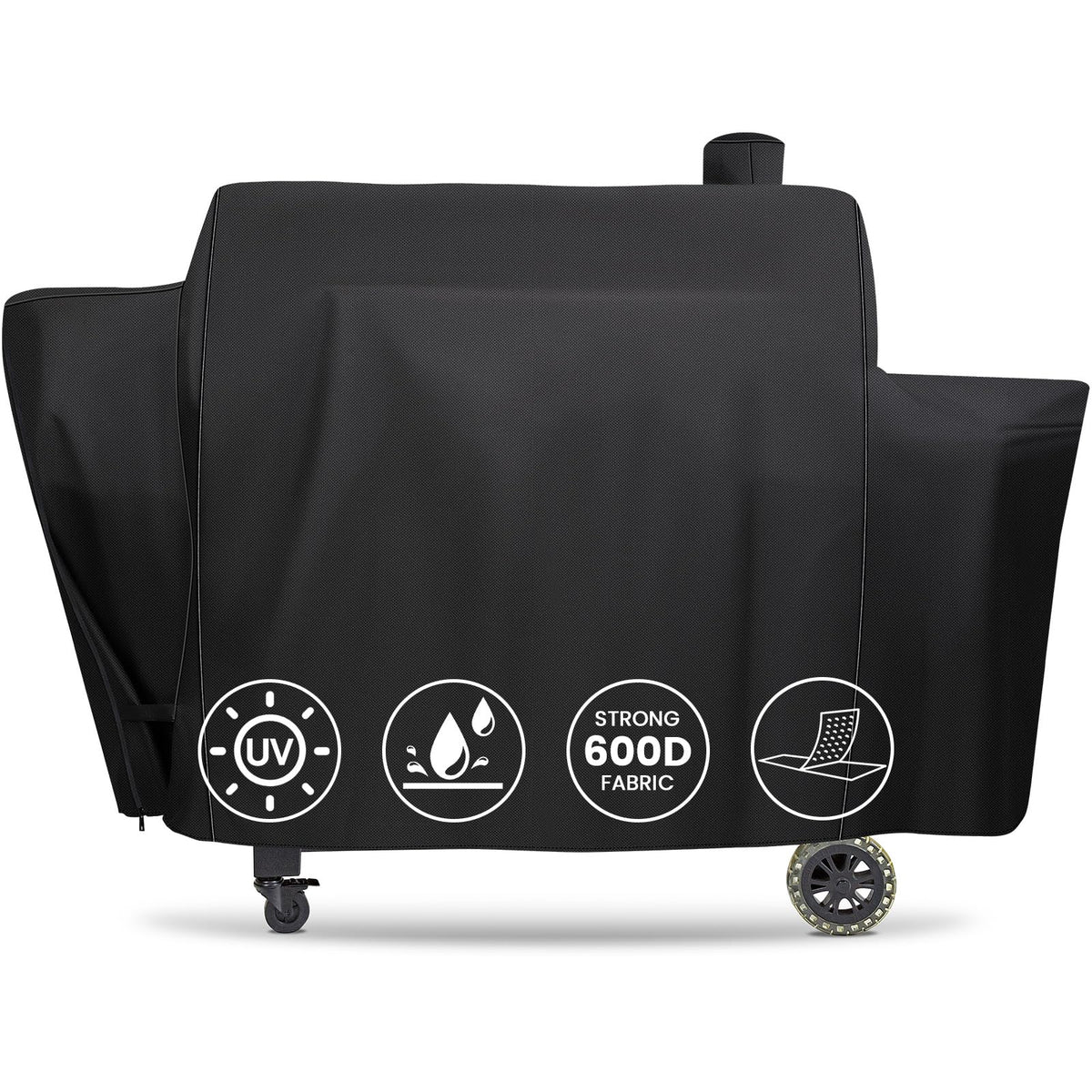 QuliMetal grill cover on PB1100PSC1 demonstrates weatherproof protection and a precise fit