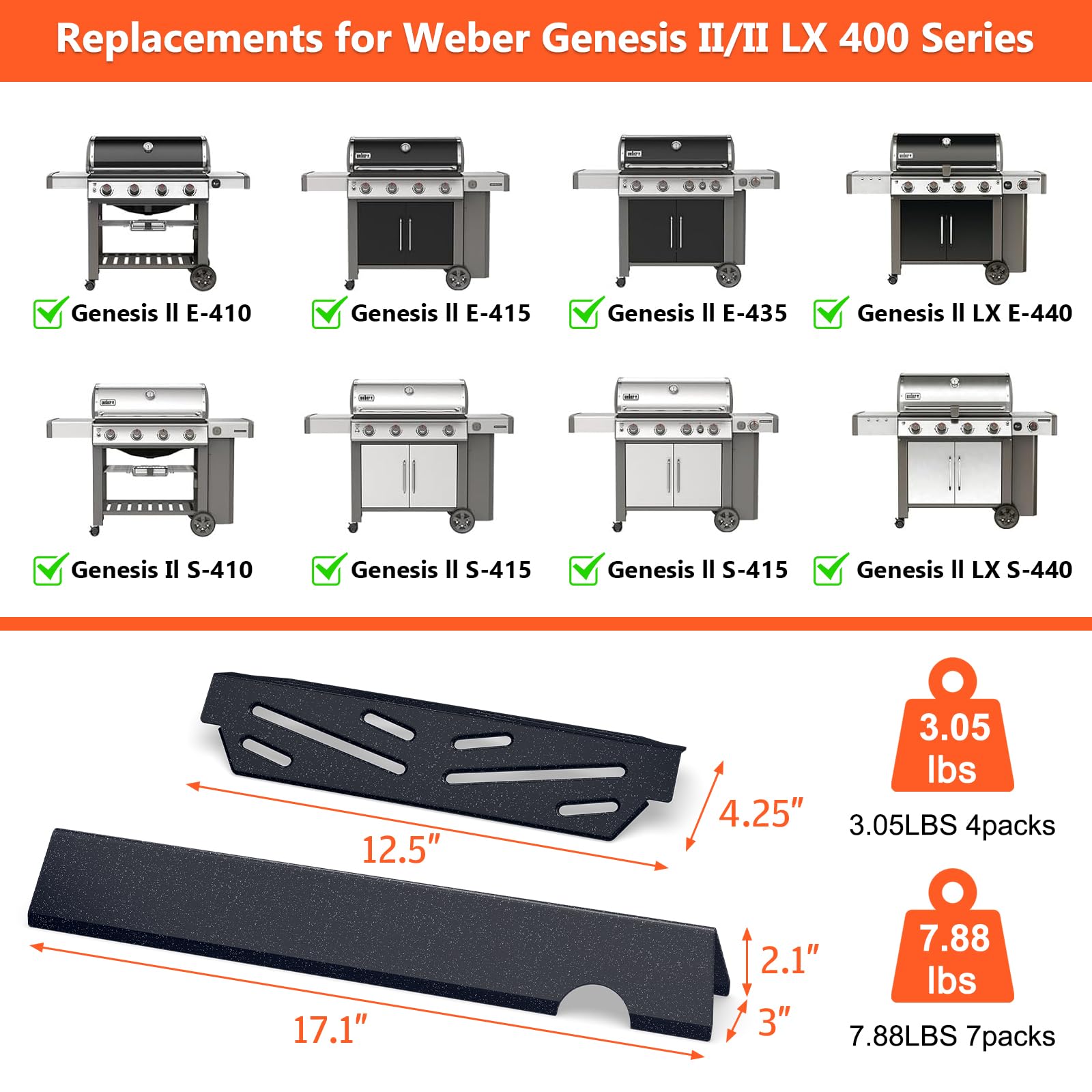 QuliMetal heat deflectors protect Weber Genesis II burners for steadier cooking
