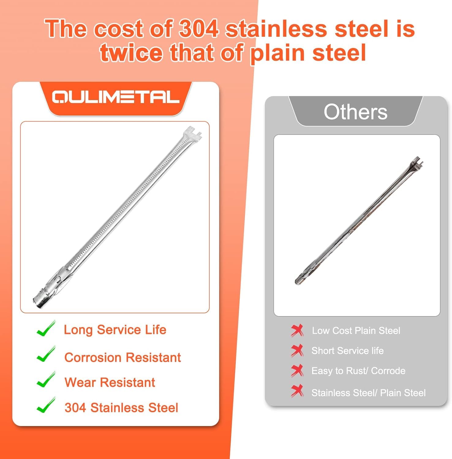 QuliMetal Spirit e330 sear burner tube for precise searing heat.