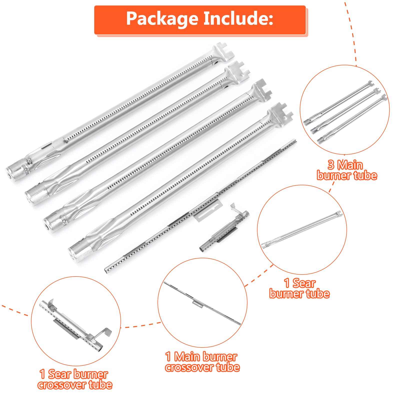 QuliMetal stainless steel burner tubes resist corrosion for long-lasting grilling.