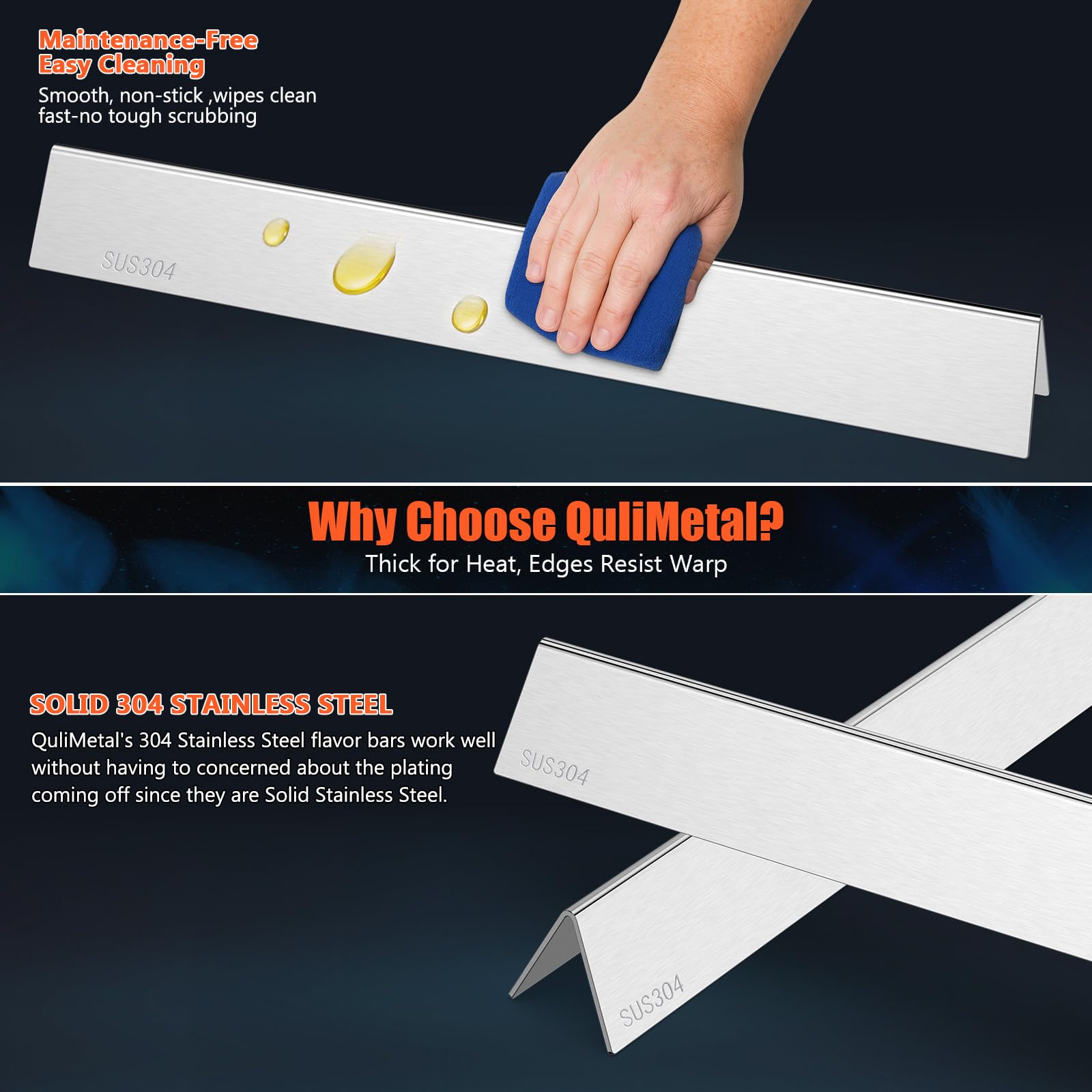 QuliMetal SUS304 stainless steel flavorizer bars offer durable, rust-resistant performance.