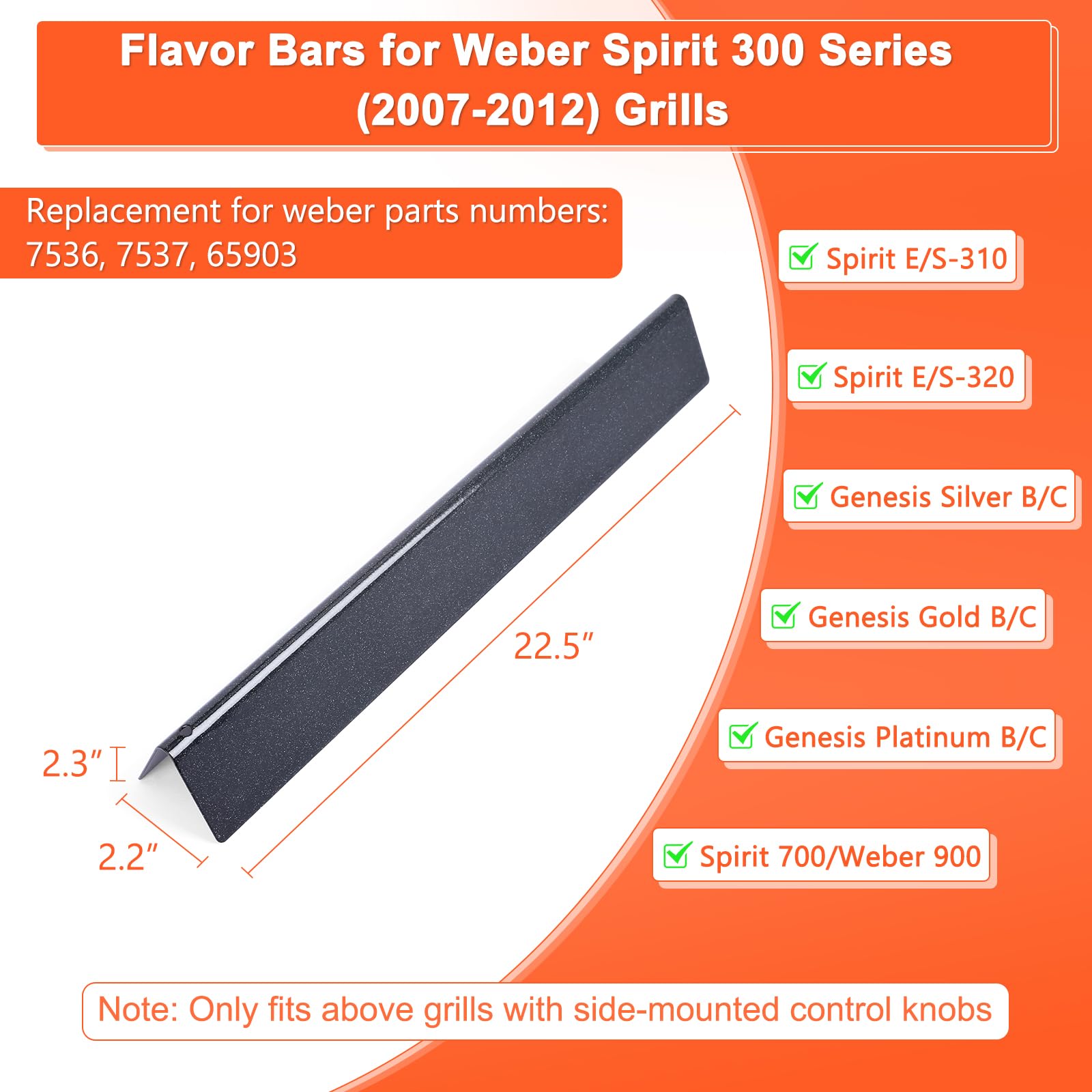 QuliMetal 7537/7536 flavorizer bars fit Weber Spirit and Genesis lines.