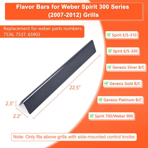 QuliMetal 7537/7536 flavorizer bars fit Weber Spirit and Genesis lines.