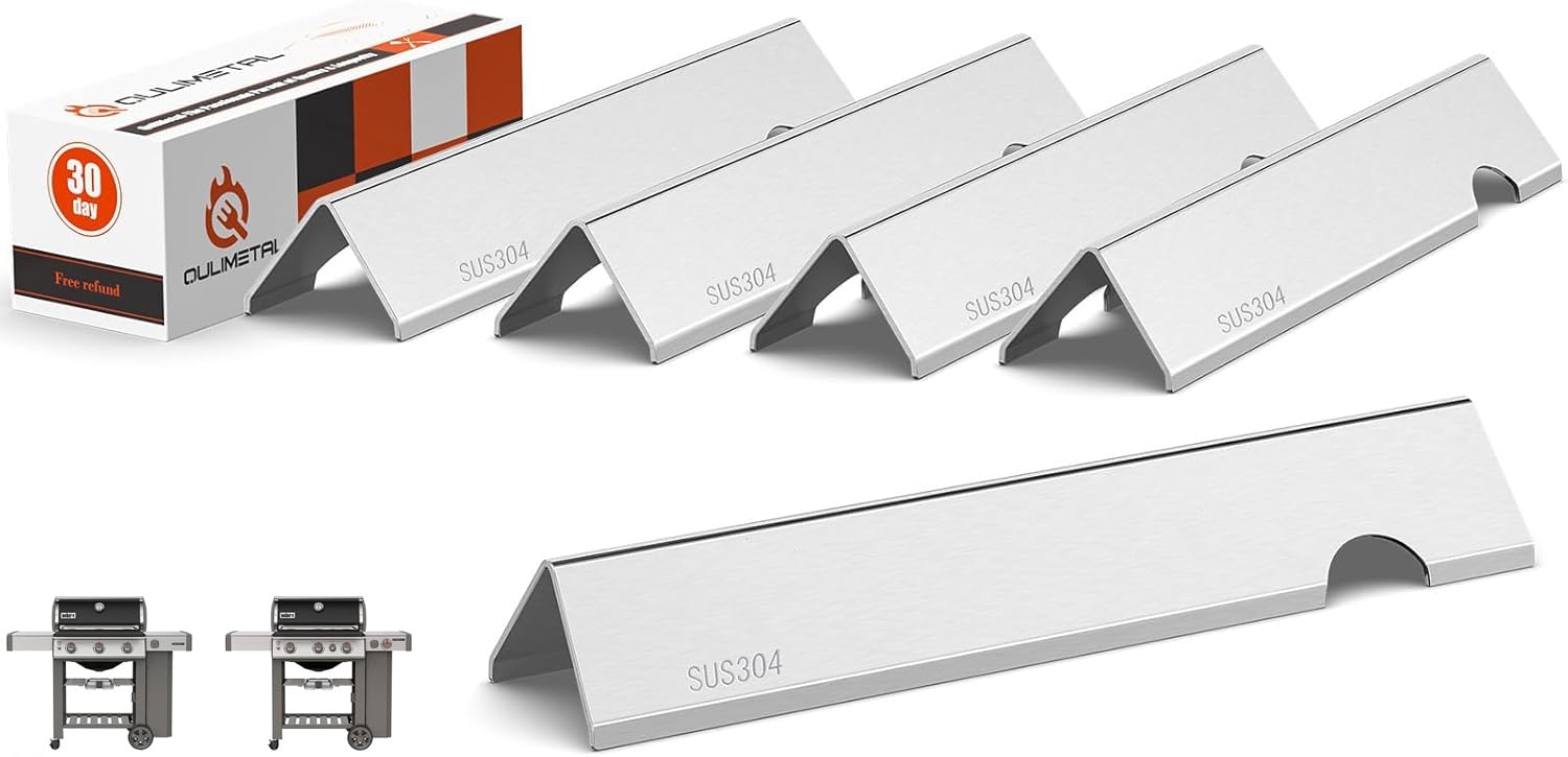 QuliMetal flavorizer bars for Weber Genesis II – front view showing premium stainless build.