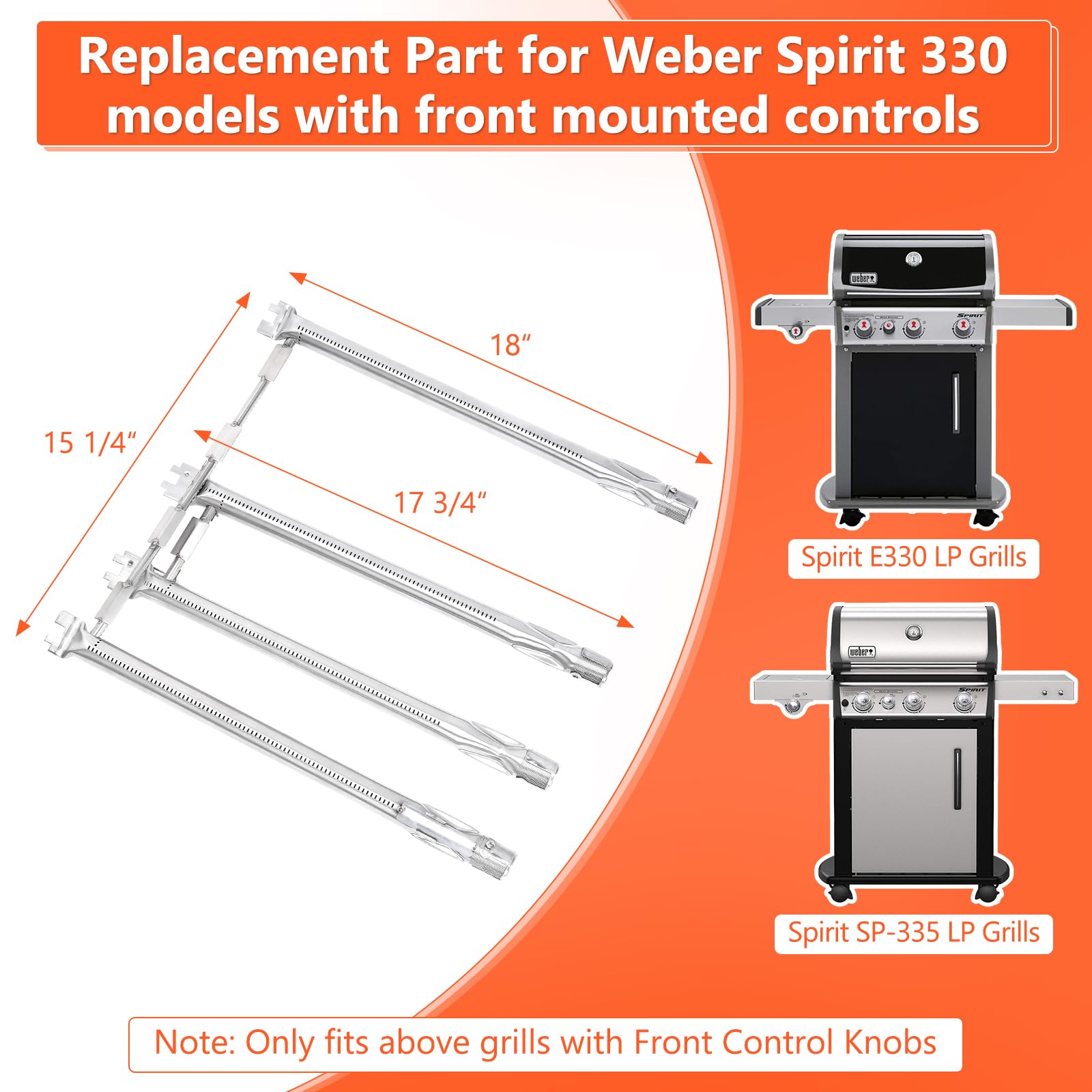 QuliMetal Weber Spirit 335 burner tubes ensure steady heat distribution.