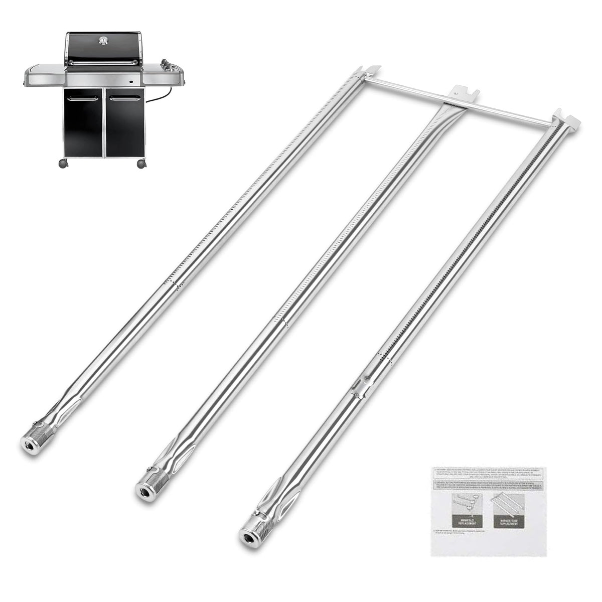 QuliMetal 304 stainless burner set for Weber Genesis 310/320—durable upgrade.