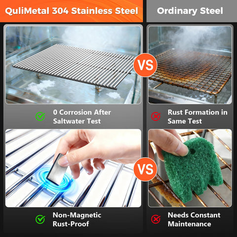QuliMetal 304 stainless grid with 9mm rods supports heavy grilling sessions