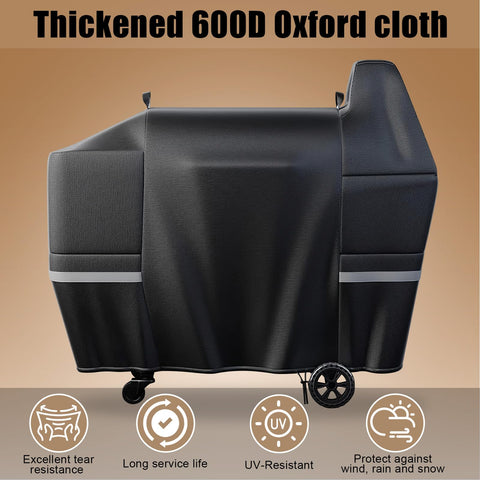 QuliMetal 600D Oxford pellet grill cover protects equipment