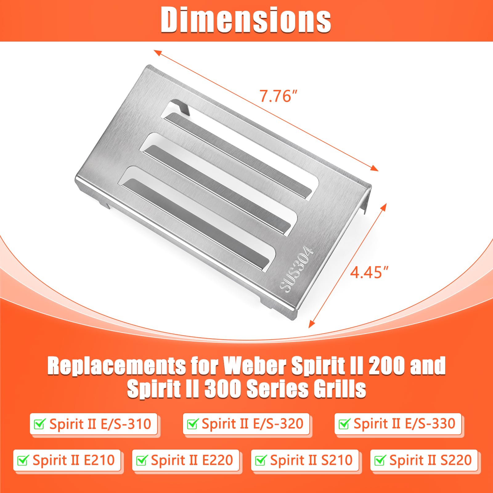 QuliMetal 67060 Spirit II heat deflector side view reduces burner buildup and distributes heat evenly.