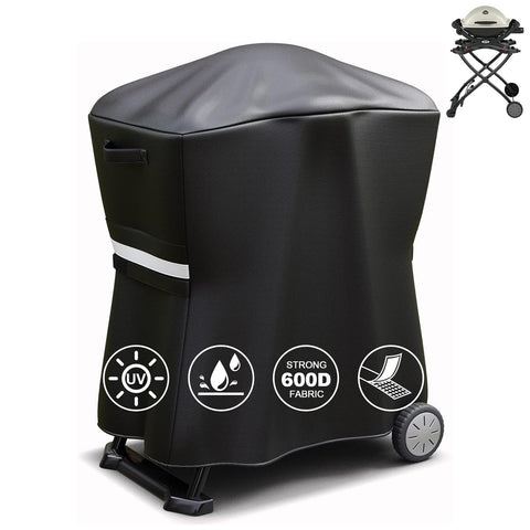 QuliMetal 7113 cover on Weber Q100 grill, snug outdoor protection.