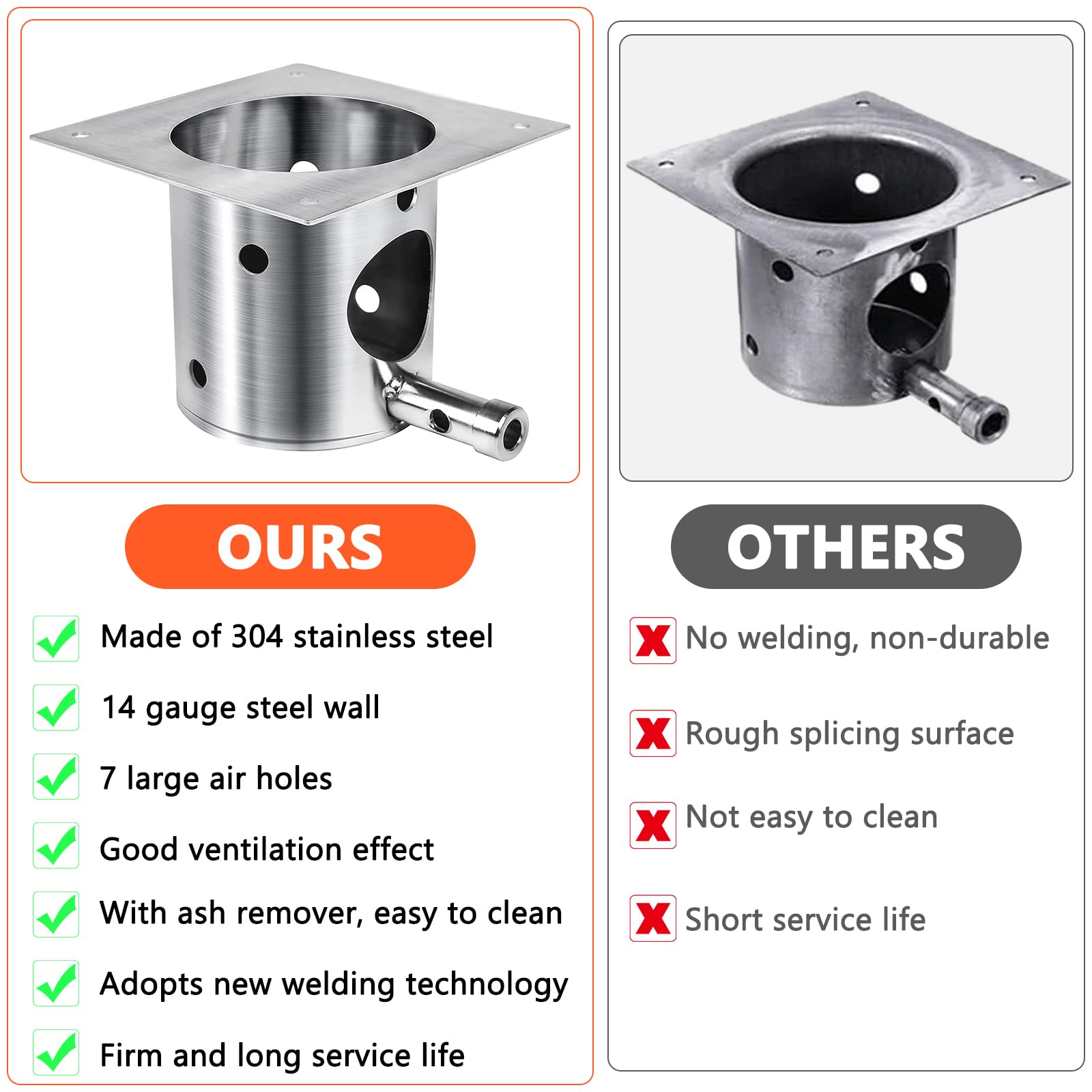 QuliMetal ash remover included for easy fire pot cleaning between cooks.