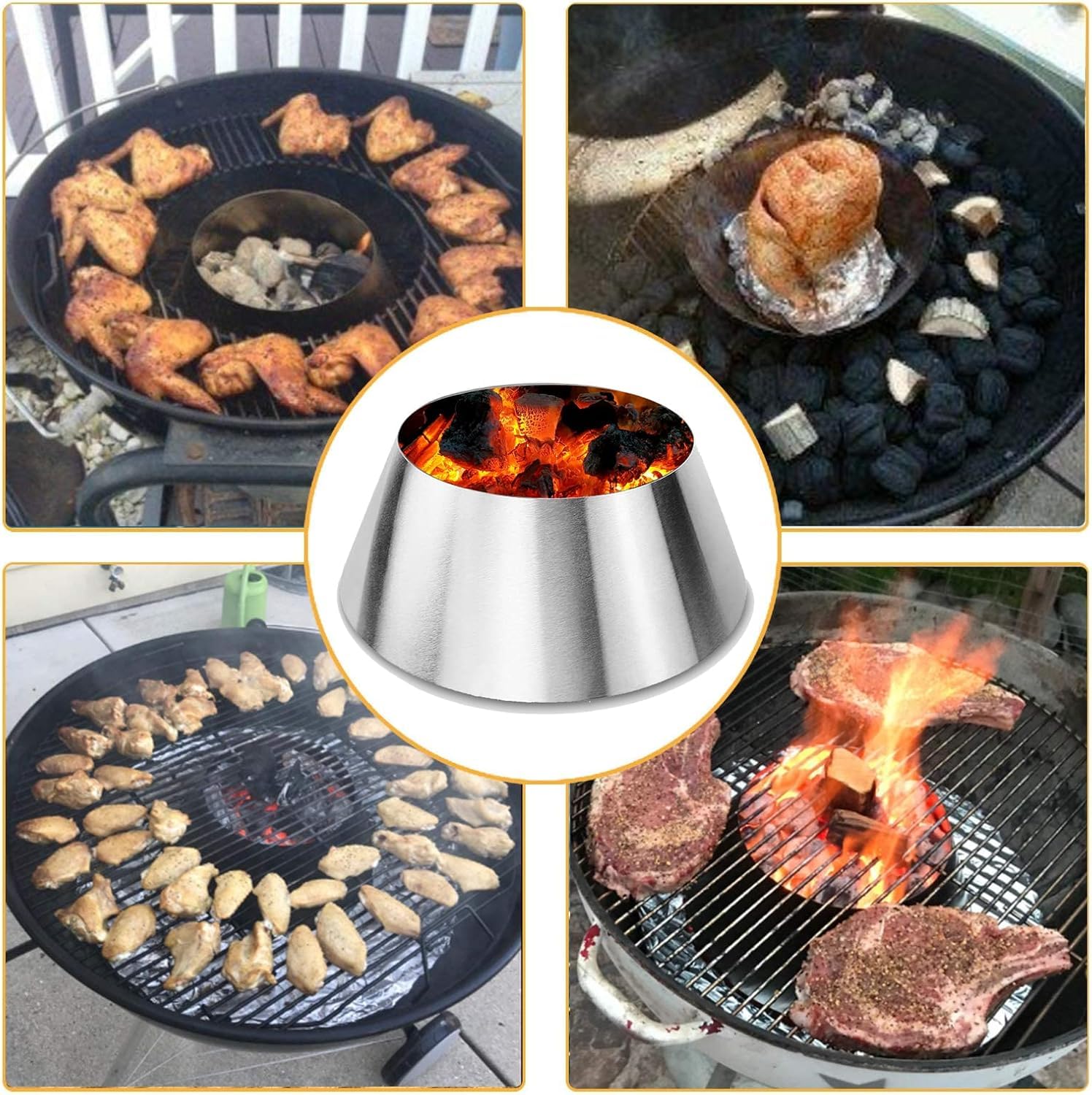 QuliMetal BBQ Whirlpool extends burn time by optimizing charcoal airflow.