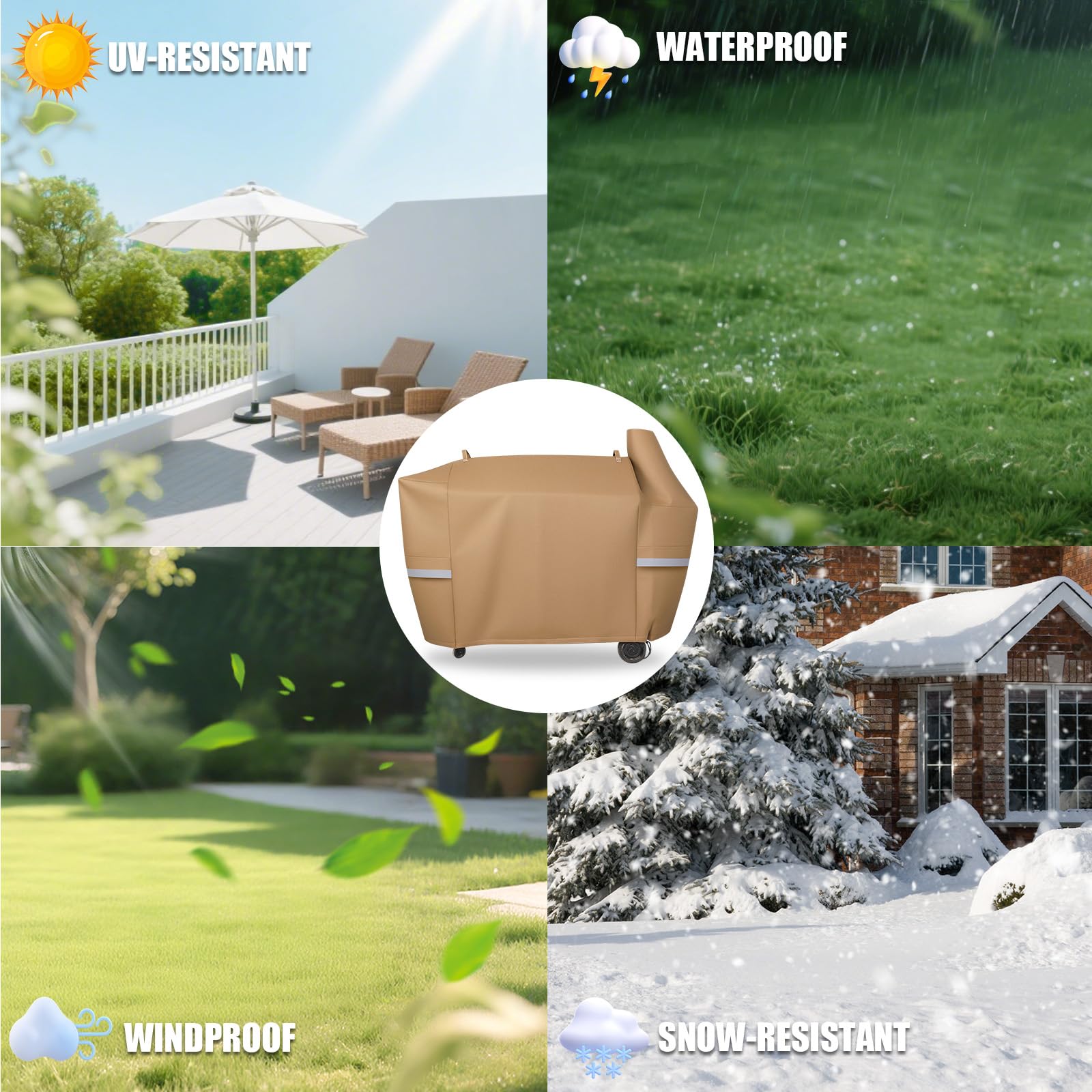 QuliMetal elastic drawstring design ensures wind-stable fit on grill cover