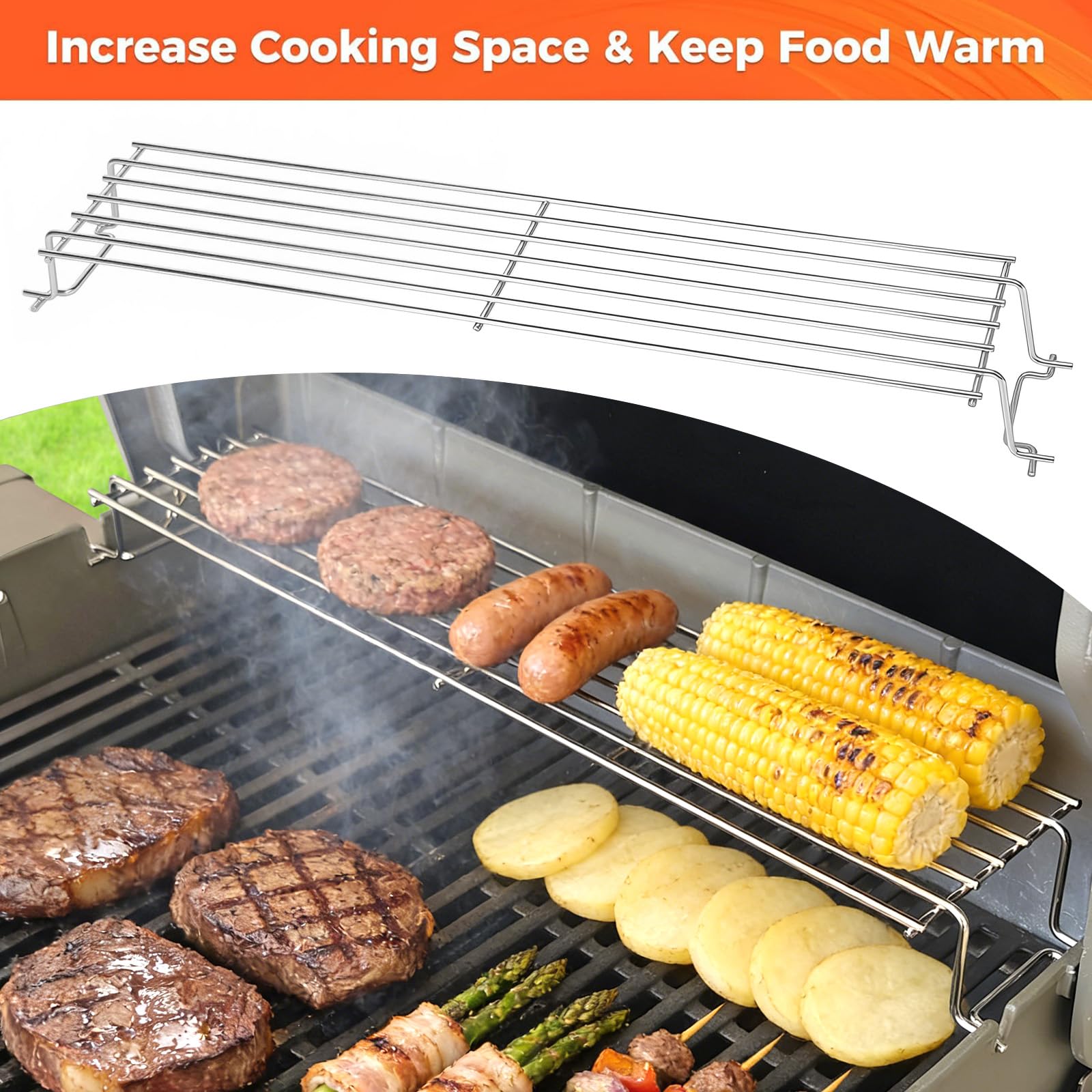 Expanded grill space for vegetables and meats with QuliMetal rack