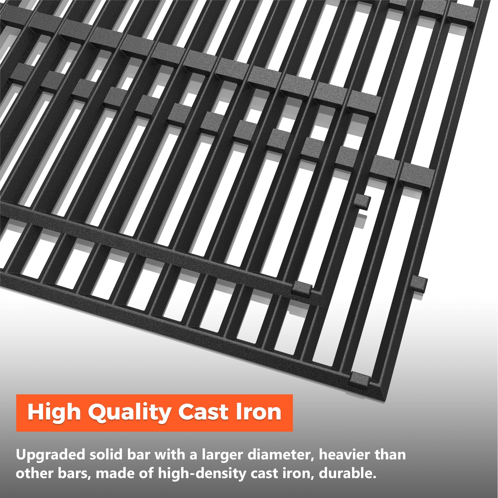 Flat-top design improves contact and reduces sticking on QuliMetal grates