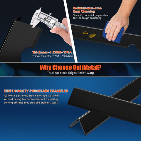 QuliMetal Genesis II flavorizer bar porcelain-enameled finish resists warping for long-lasting grilling.