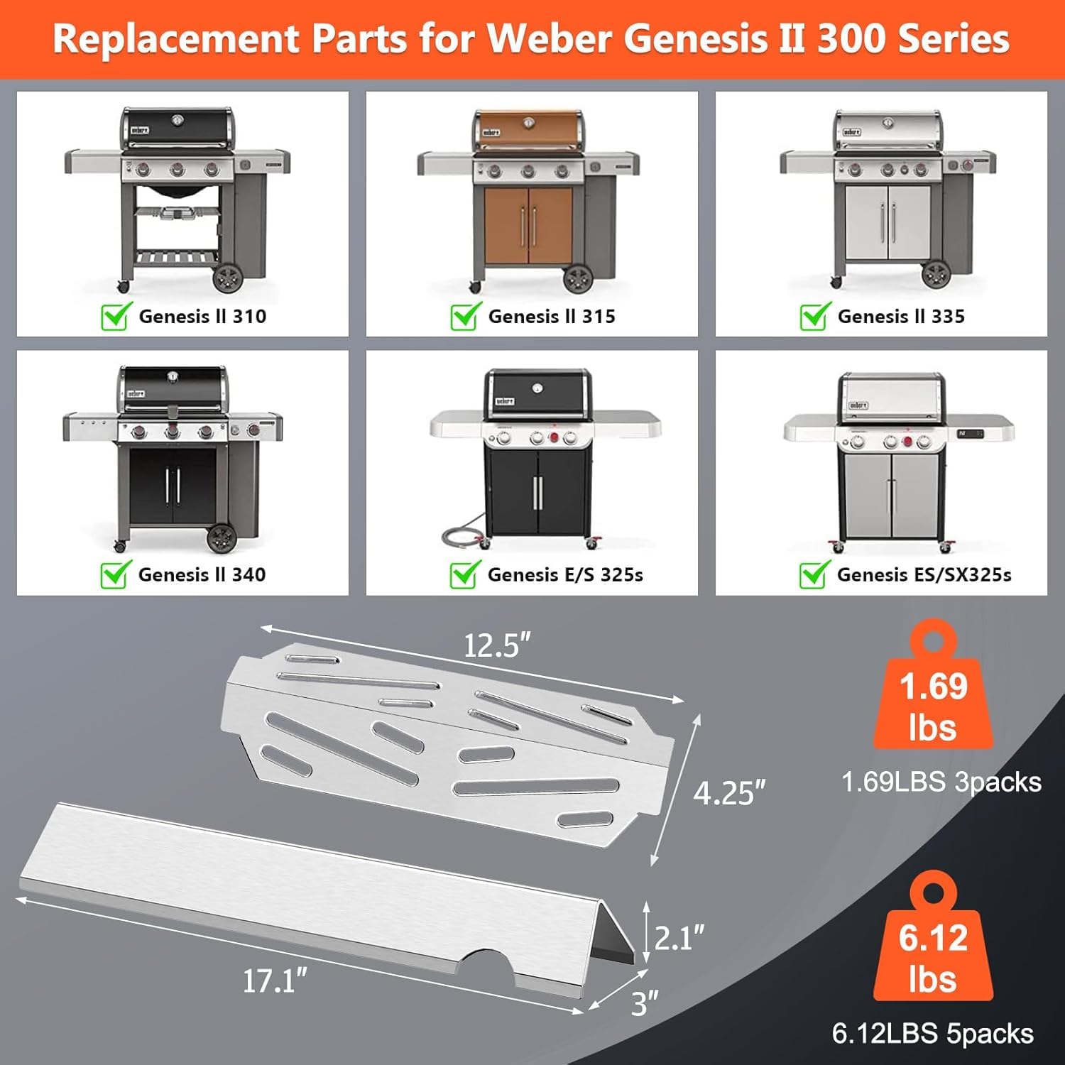 QuliMetal Genesis II heat deflectors shield burners and help maintain even cooking.