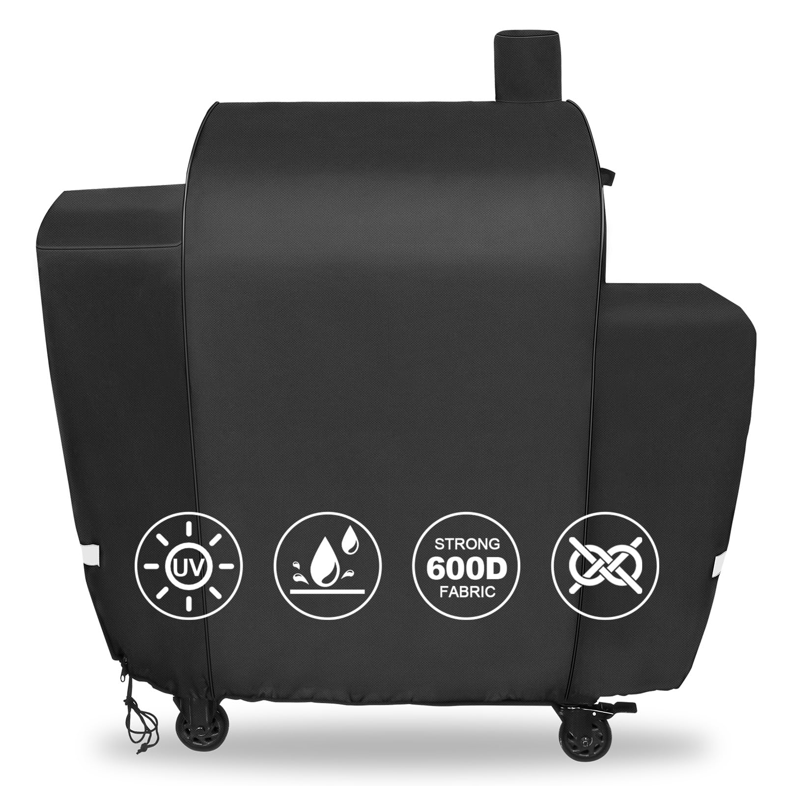 QuliMetal PB1000PL grill cover front view protects the Pit Boss from weather