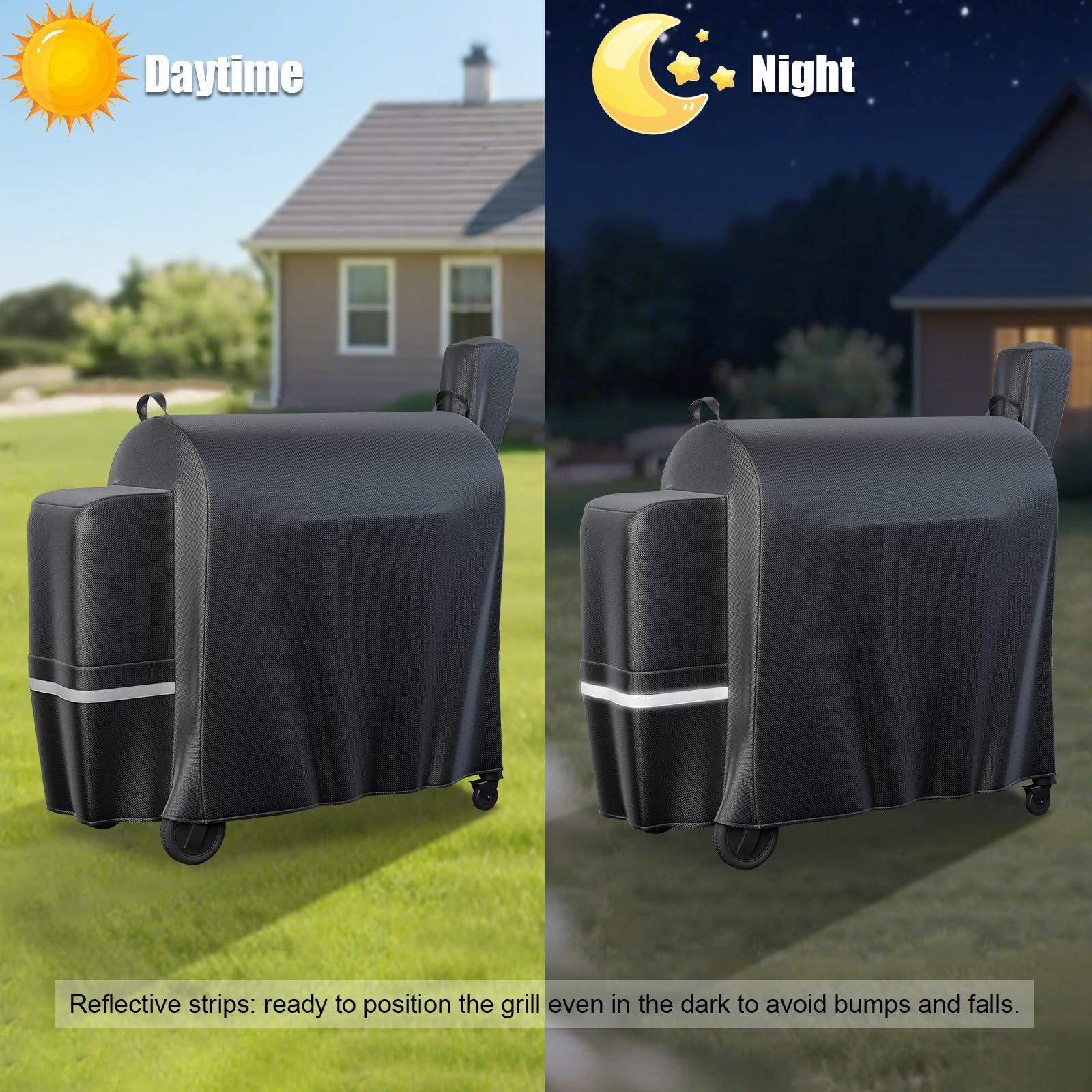 QuliMetal reflective strips aid nighttime grill location and safety.