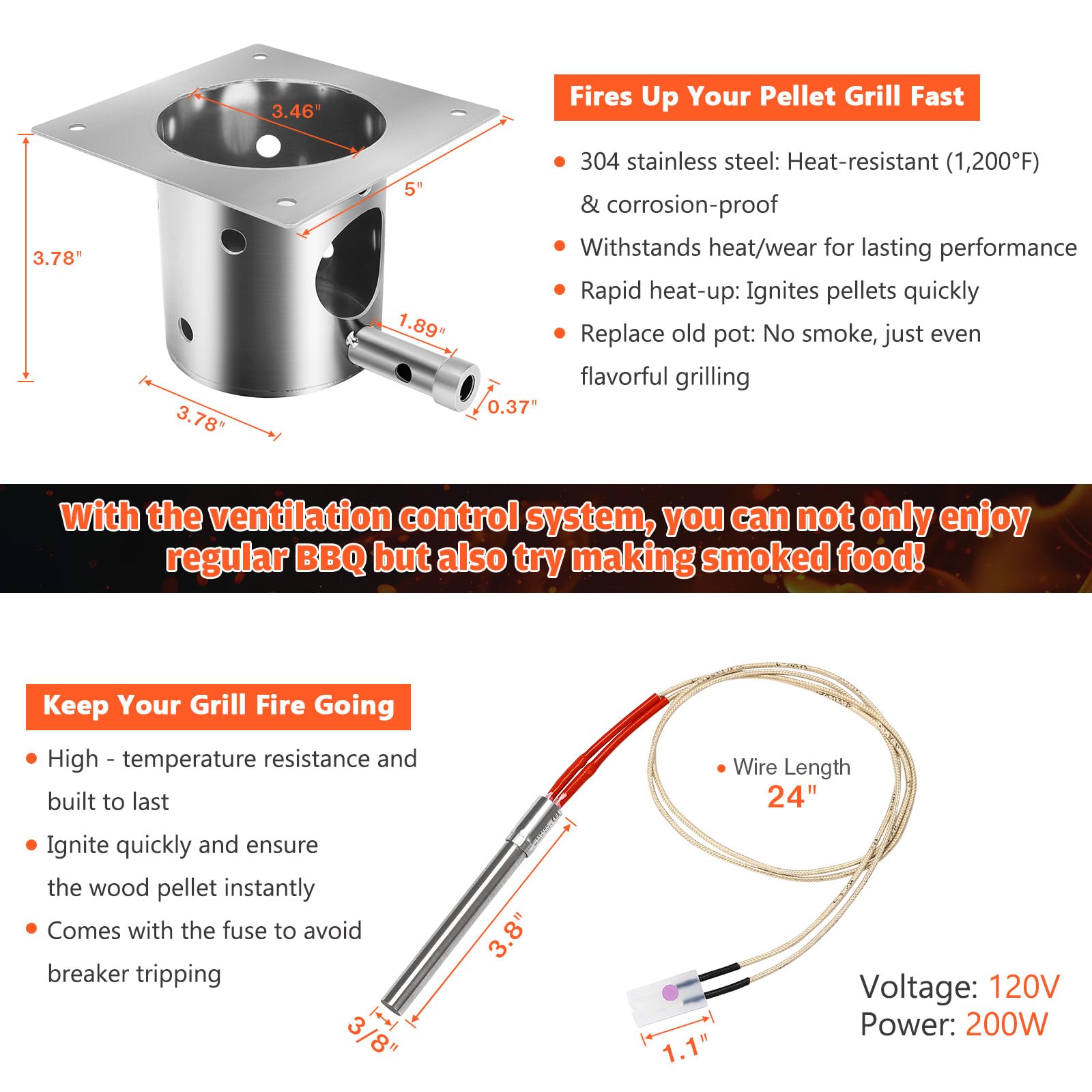 QuliMetal hot rod ignitor 24-inch with high-density element for fast start.