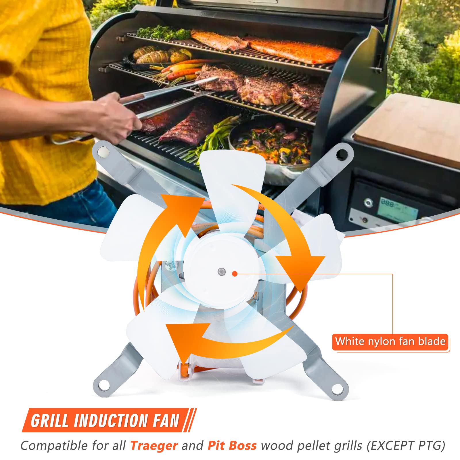 QuliMetal pellet grill fan motor enhances airflow for even cooking