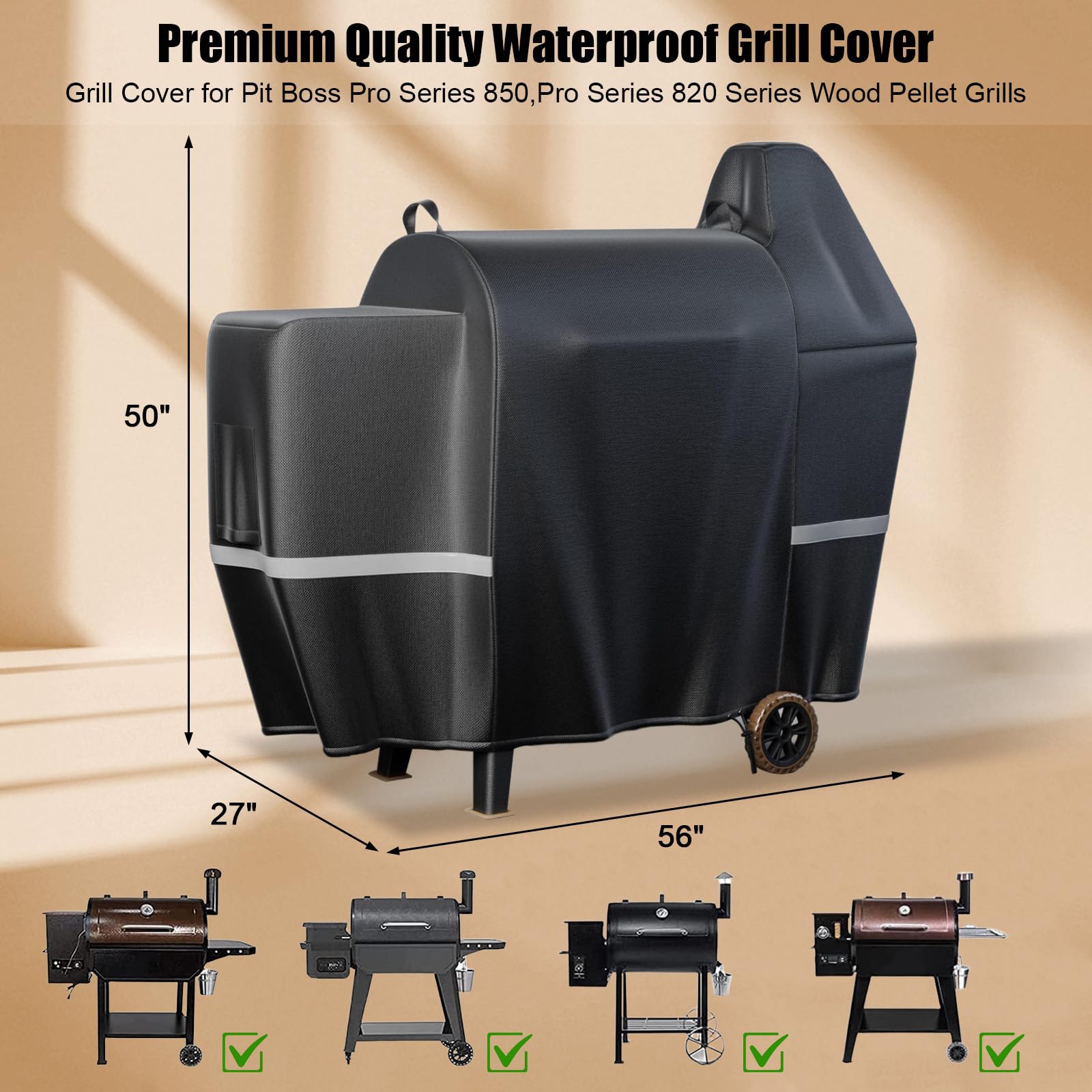 QuliMetal grill cover for Pit Boss 850DX ready for sun and rain protection