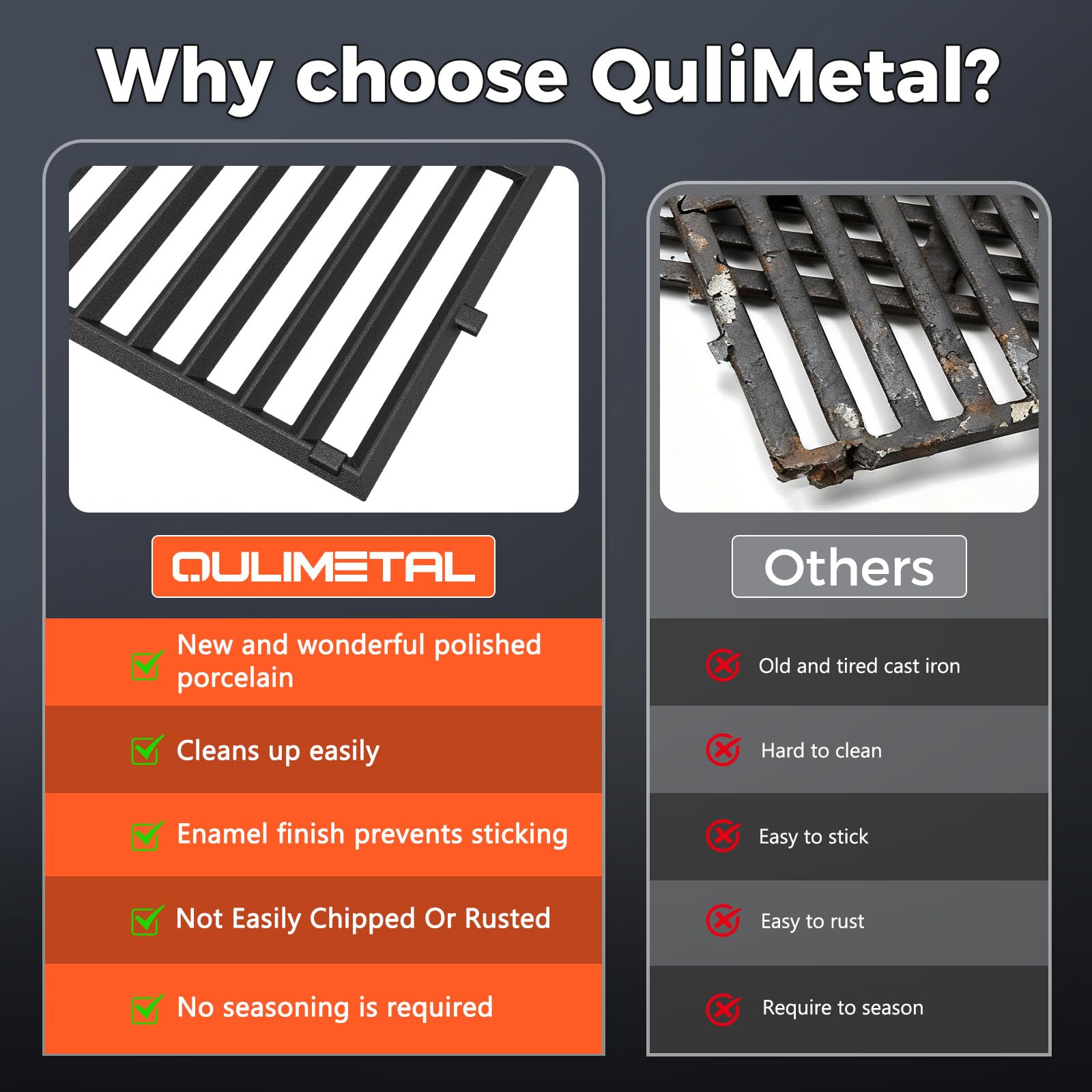 Pre-seasoned surface by QuliMetal offers easy food release