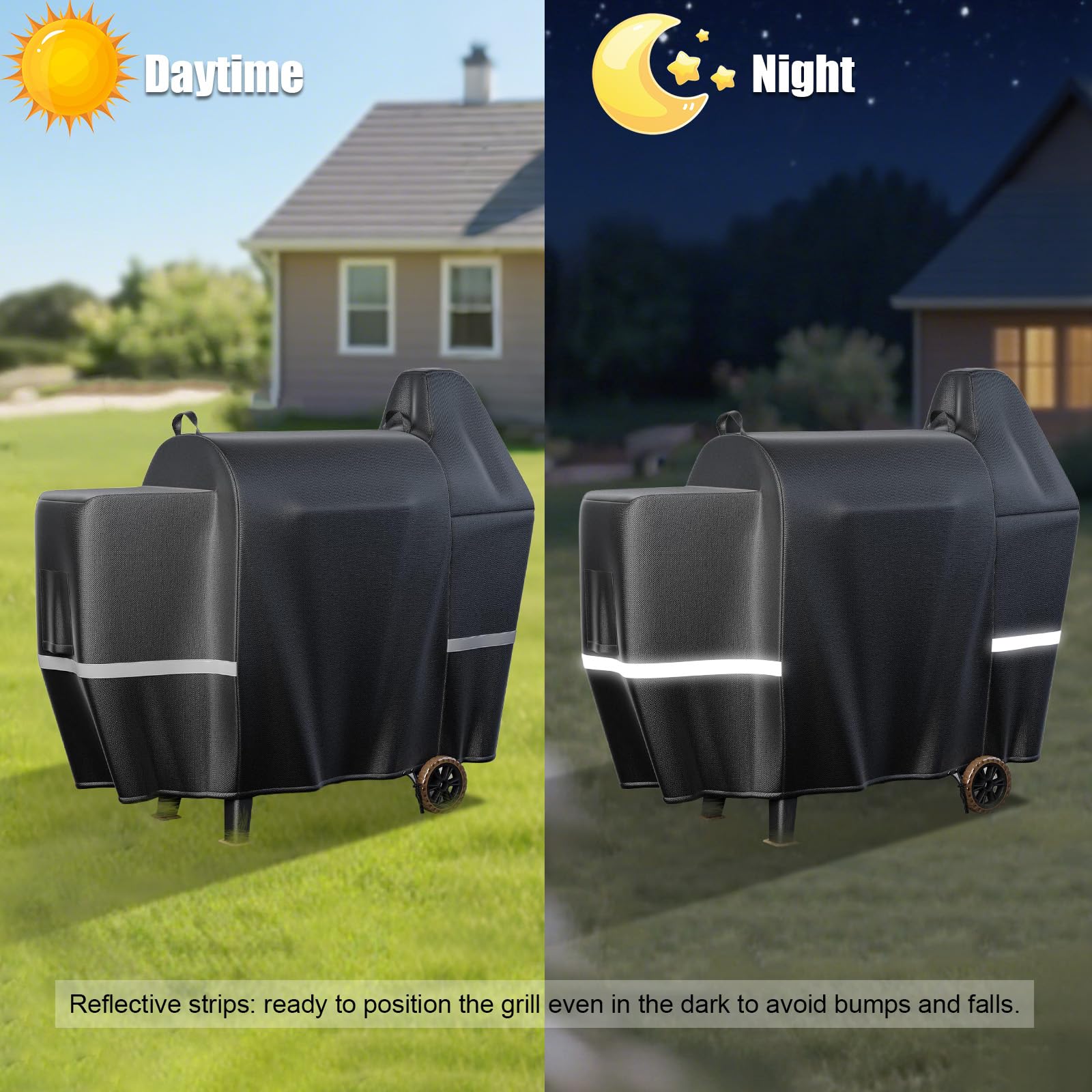 QuliMetal reflective tape on grill cover improves nighttime visibility