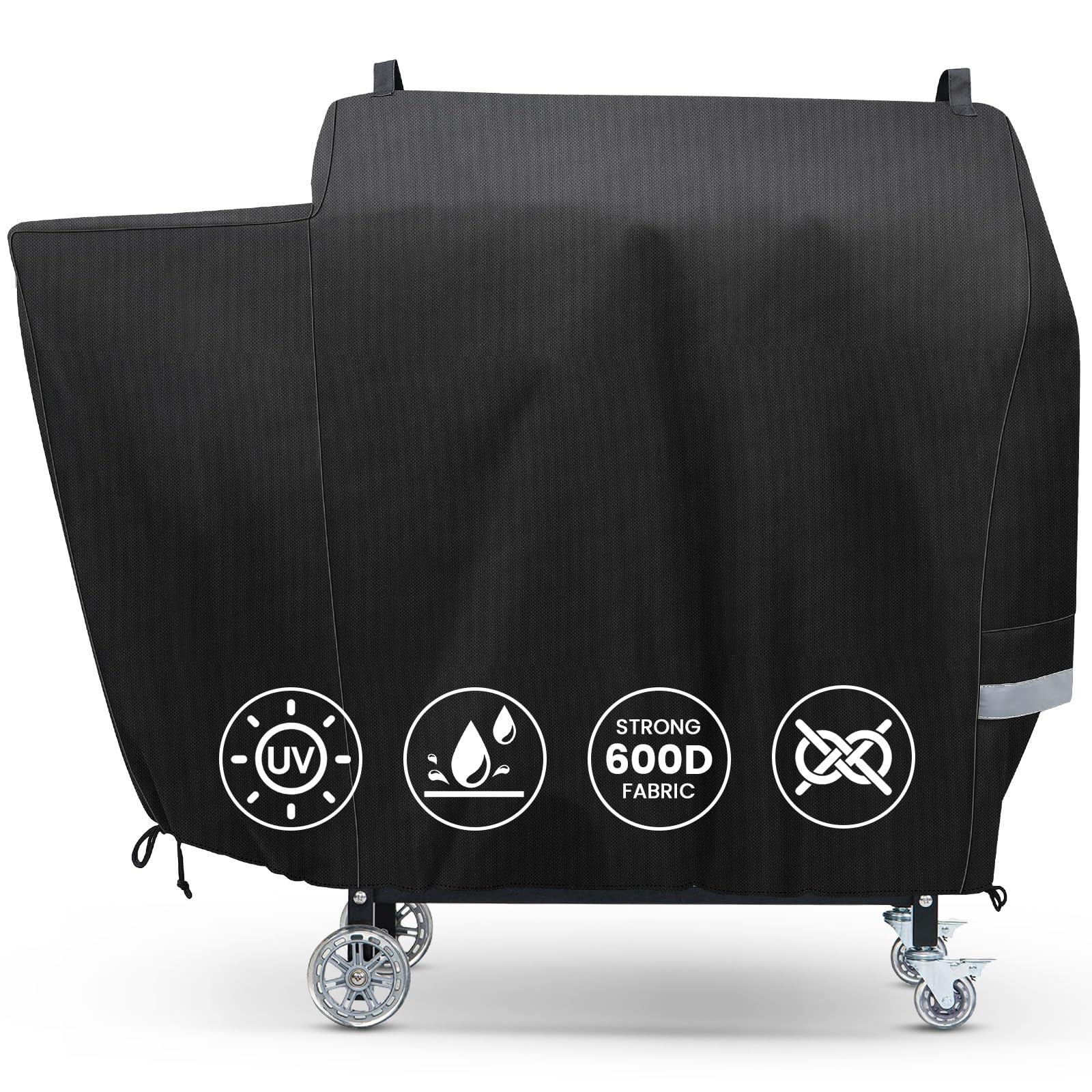 QuliMetal RT590 grill cover with a custom fit protects against weather.