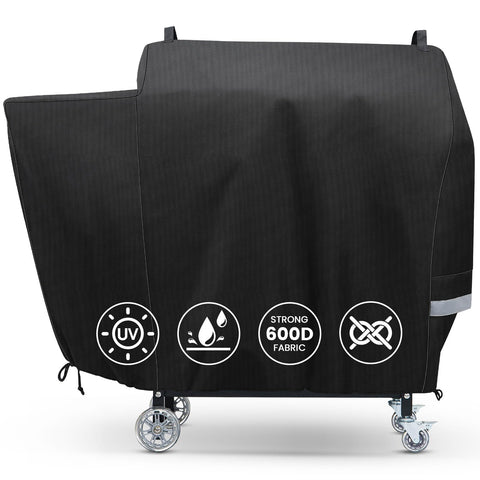 QuliMetal RT590 grill cover with a custom fit protects against weather.