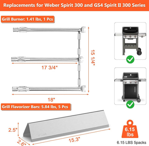 QuliMetal Spirit E310 flavorizer bars 15.3-inch laid out for even grilling