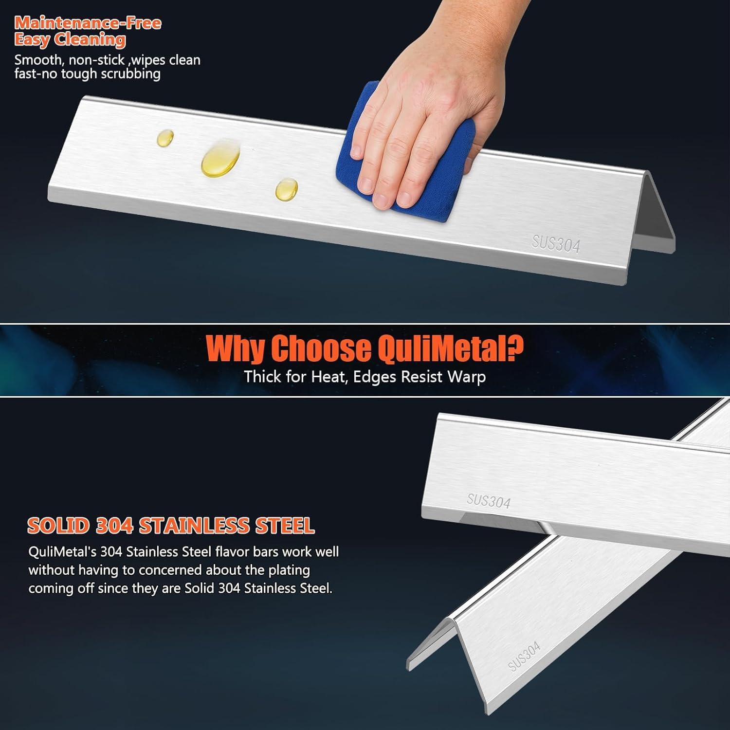 QuliMetal SUS304 stainless steel flavorizer bar material, corrosion resistant and easy to clean