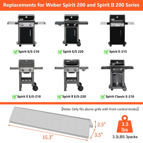 QuliMetal flavorizer bar side profile for Weber Spirit, durable stainless steel