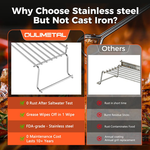 QuliMetal warming rack expands grilling area for side dishes while cooking below