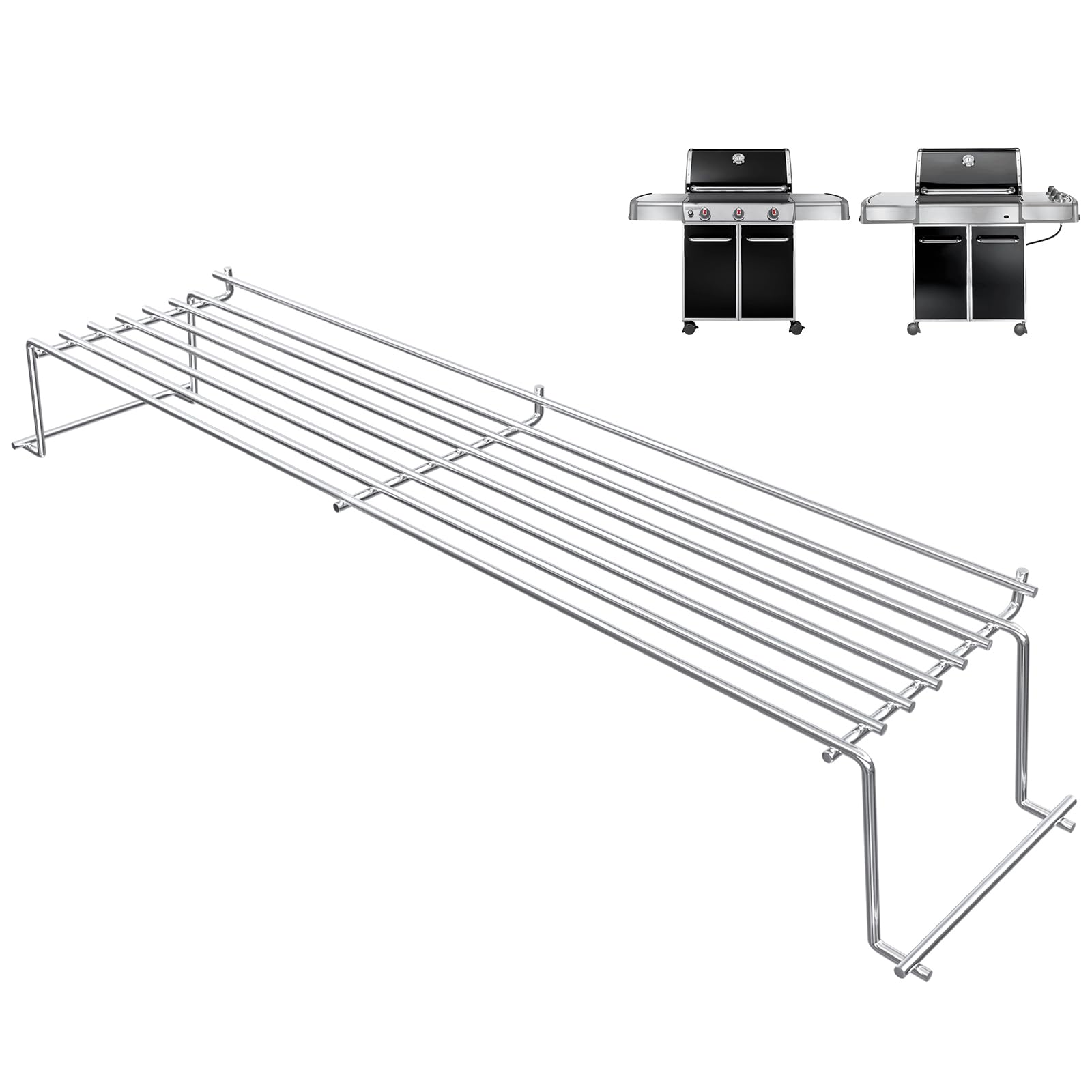 QuliMetal warming rack on Genesis front view demonstrates precise compatibility with 300 series models