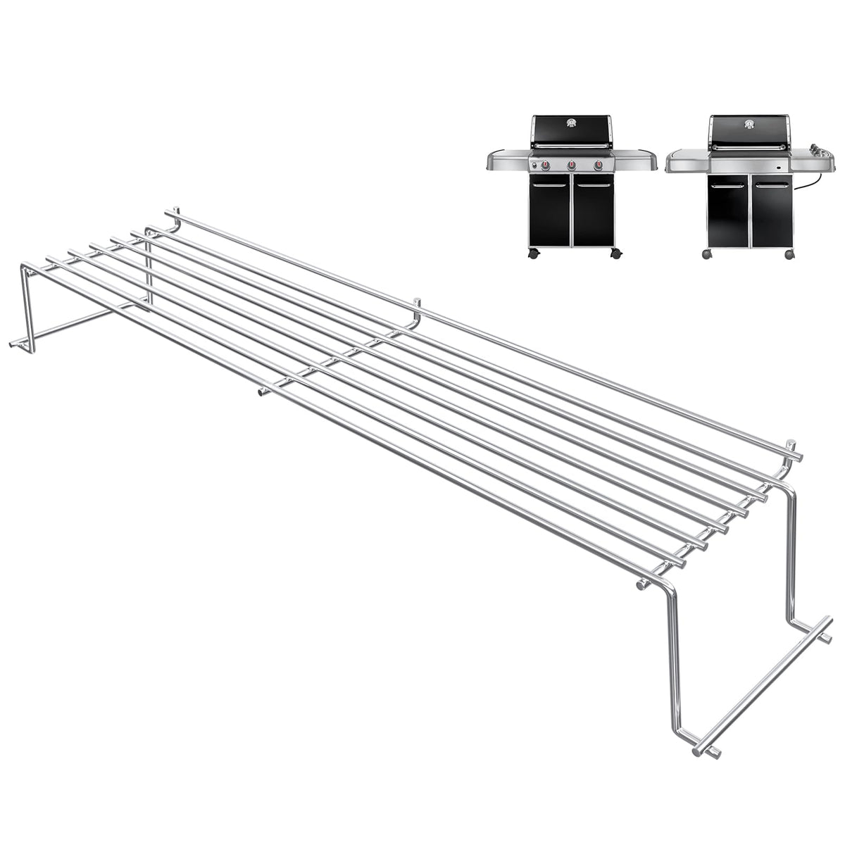 QuliMetal warming rack on Genesis front view demonstrates precise compatibility with 300 series models