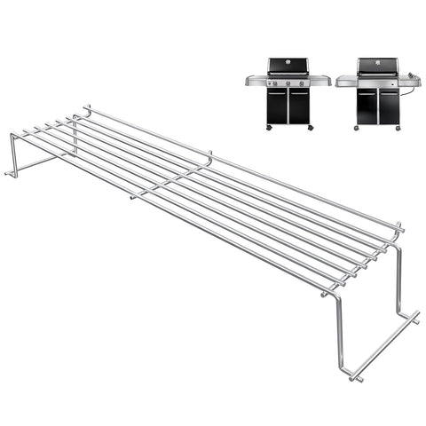 QuliMetal warming rack on Genesis front view demonstrates precise compatibility with 300 series models